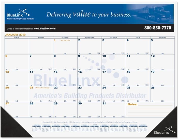 Desk Calendar Pad  21 3/4" W x 17" H - 13 month - With 2 Color Imprint on 1 Side